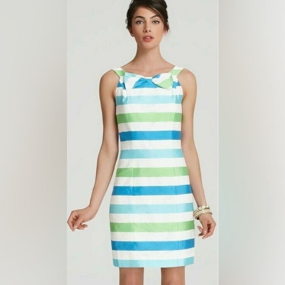 Lilly Pulitzer Henley Multi Corded Stripe Silk Blend Dress